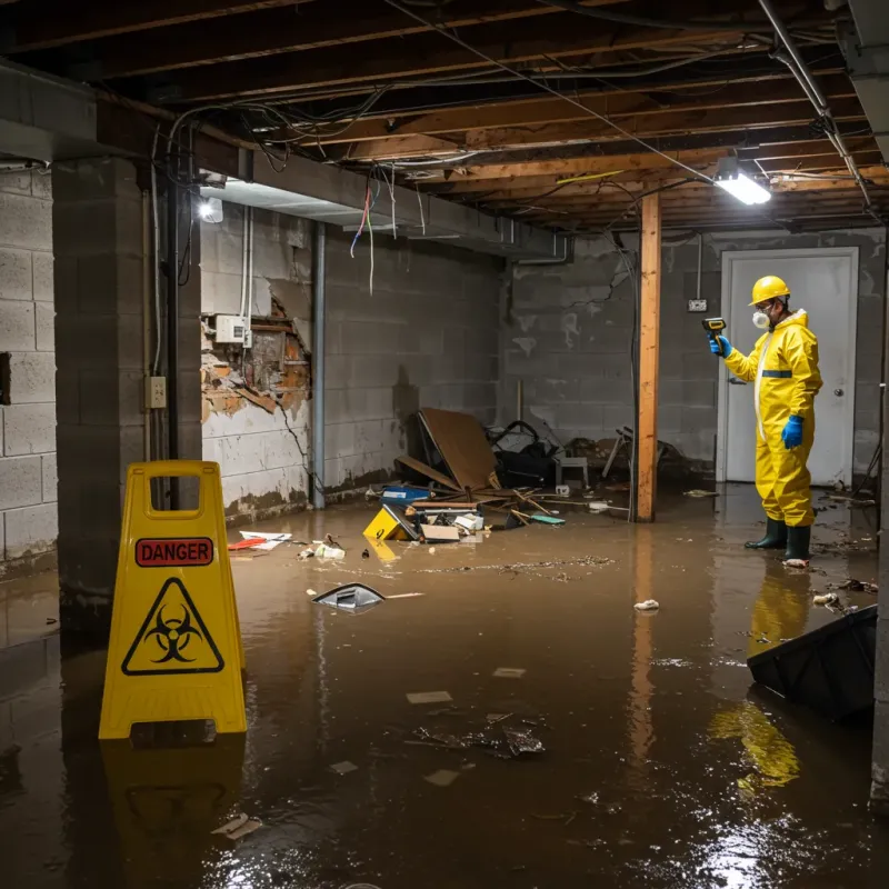 Flooded Basement Electrical Hazard in Howard City, MI Property